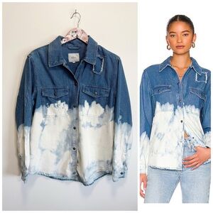 RAILS Turner Bleached Denim Snap Button Jacket Shirt Shacket M Medium Jean